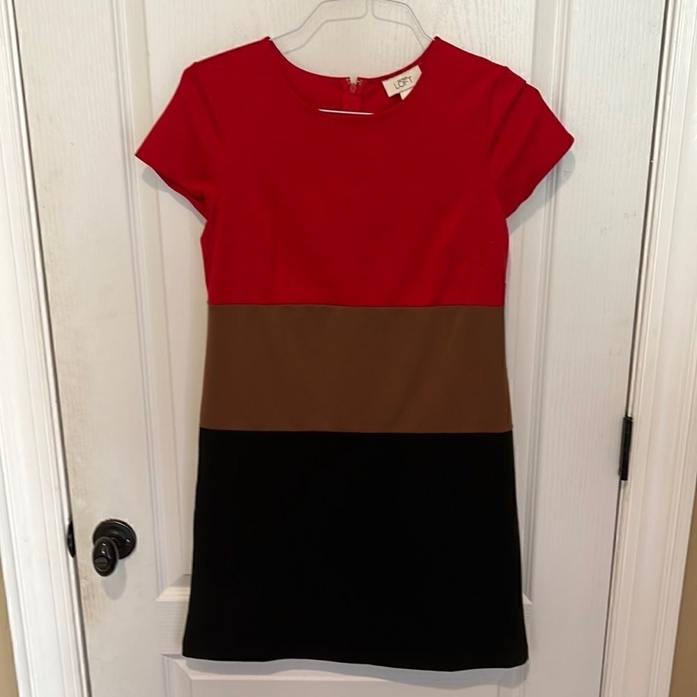 Ann Taylor Loft Color Blocked Striped Dress